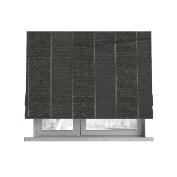 Ayon Striped Pattern Grey Gold Coloured With Shine Furnishing Fabric CTR-1274 - Roman Blinds