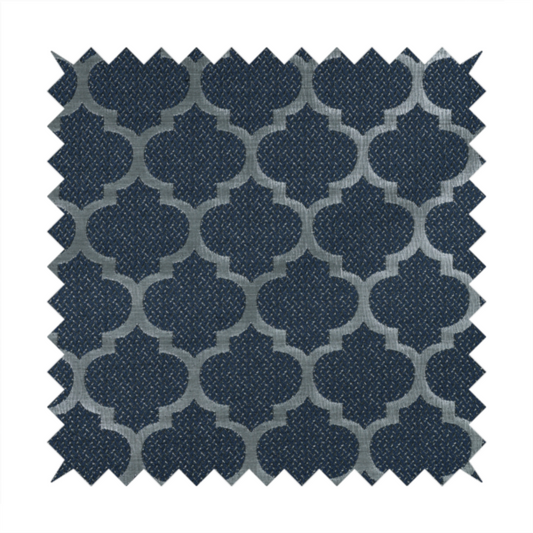 Ayon Damask Pattern Blue Silver Coloured With Shine Furnishing Fabric CTR-1275
