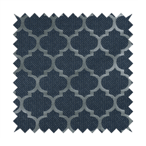 Ayon Damask Pattern Blue Silver Coloured With Shine Furnishing Fabric CTR-1275 - Made To Measure Curtains