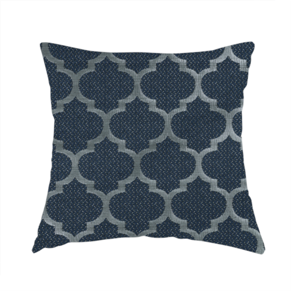 Ayon Damask Pattern Blue Silver Coloured With Shine Furnishing Fabric CTR-1275 - Handmade Cushions