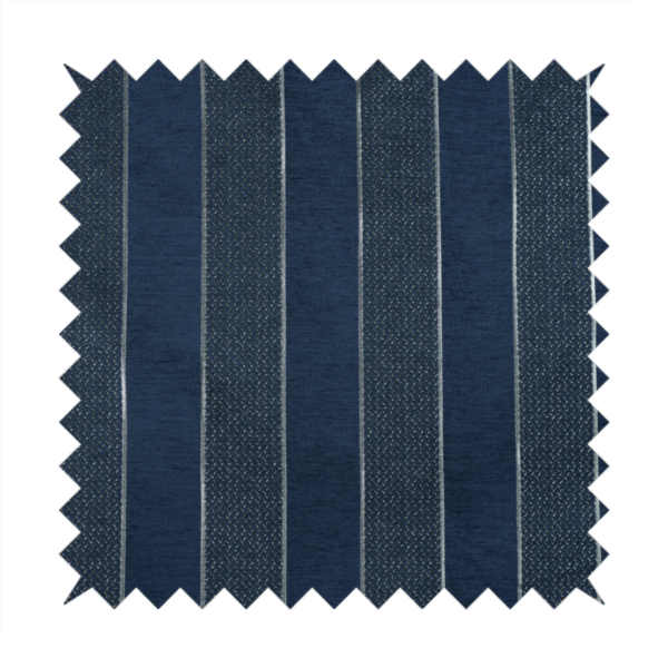 Ayon Striped Pattern Blue Silver Coloured With Shine Furnishing Fabric CTR-1277 - Roman Blinds