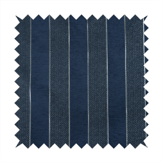 Ayon Striped Pattern Blue Silver Coloured With Shine Furnishing Fabric CTR-1277