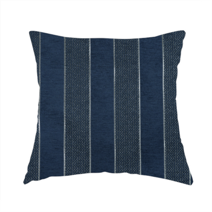 Ayon Striped Pattern Blue Silver Coloured With Shine Furnishing Fabric CTR-1277 - Handmade Cushions