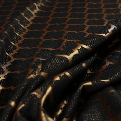 Ayon Damask Pattern Black Gold Coloured With Shine Furnishing Fabric CTR-1278 - Handmade Cushions