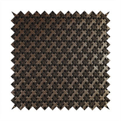 Ayon Geometric Pattern Black Gold Coloured With Shine Furnishing Fabric CTR-1279 - Roman Blinds