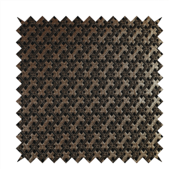 Ayon Geometric Pattern Black Gold Coloured With Shine Furnishing Fabric CTR-1279 - Handmade Cushions