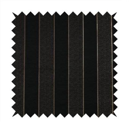 Ayon Striped Pattern Black Gold Coloured With Shine Furnishing Fabric CTR-1280 - Made To Measure Curtains