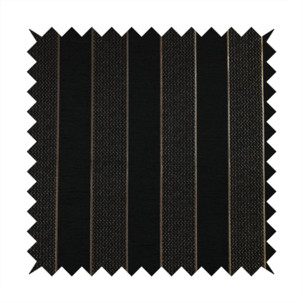 Ayon Striped Pattern Black Gold Coloured With Shine Furnishing Fabric CTR-1280 - Handmade Cushions