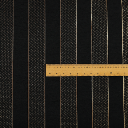 Ayon Striped Pattern Black Gold Coloured With Shine Furnishing Fabric CTR-1280 - Roman Blinds