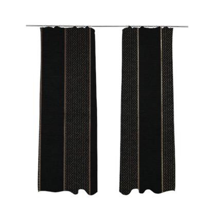 Ayon Striped Pattern Black Gold Coloured With Shine Furnishing Fabric CTR-1280 - Made To Measure Curtains