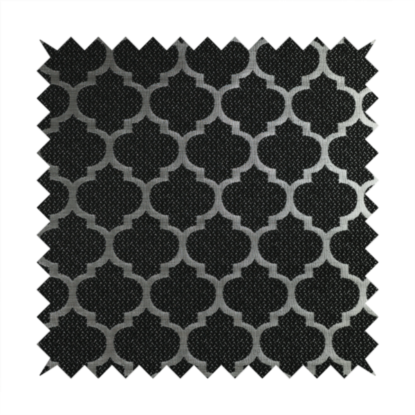 Ayon Damask Pattern Black Silver Coloured With Shine Furnishing Fabric CTR-1284 - Handmade Cushions