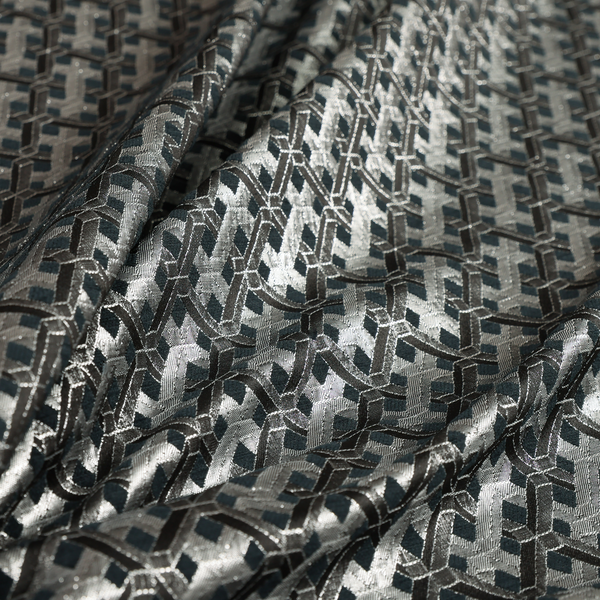 Ayon Geometric Pattern Black Silver Coloured With Shine Furnishing Fabric CTR-1285 - Handmade Cushions