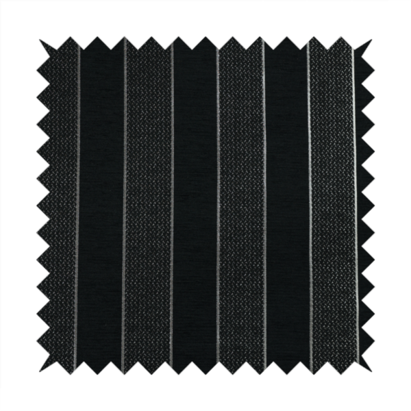 Ayon Stripe Pattern Black Silver Coloured With Shine Furnishing Fabric CTR-1286 - Made To Measure Curtains