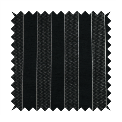 Ayon Stripe Pattern Black Silver Coloured With Shine Furnishing Fabric CTR-1286 - Made To Measure Curtains