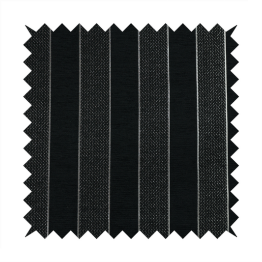 Ayon Stripe Pattern Black Silver Coloured With Shine Furnishing Fabric CTR-1286