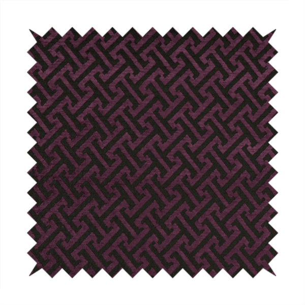 Napier Greek Key Geometric Pattern Purple Chenille Upholstery Fabric CTR-1288 - Roman Blinds