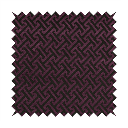 Napier Greek Key Geometric Pattern Purple Chenille Upholstery Fabric CTR-1288 - Roman Blinds