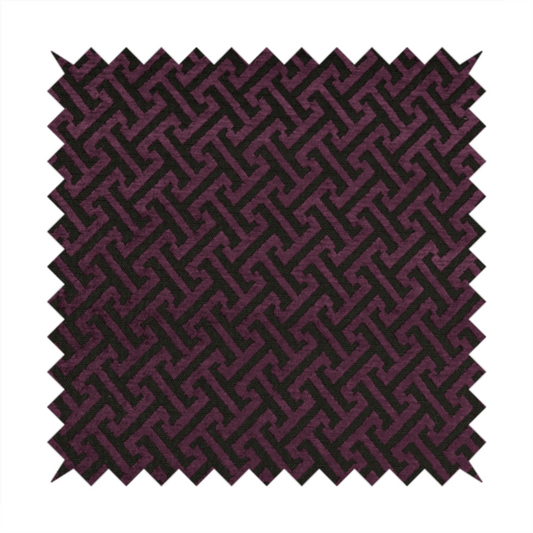 Napier Greek Key Geometric Pattern Purple Chenille Upholstery Fabric CTR-1288