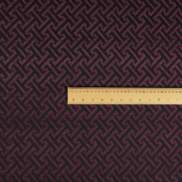 Napier Greek Key Geometric Pattern Purple Chenille Upholstery Fabric CTR-1288 - Roman Blinds
