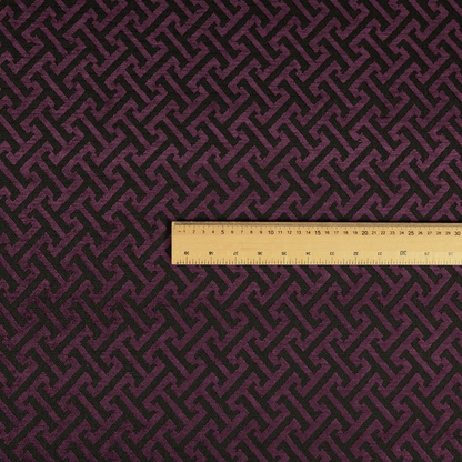 Napier Greek Key Geometric Pattern Purple Chenille Upholstery Fabric CTR-1288 - Made To Measure Curtains