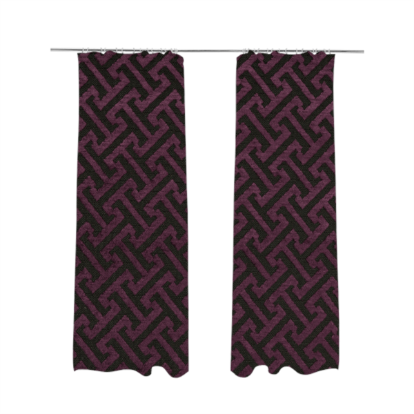 Napier Greek Key Geometric Pattern Purple Chenille Upholstery Fabric CTR-1288 - Made To Measure Curtains