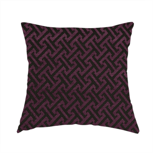 Napier Greek Key Geometric Pattern Purple Chenille Upholstery Fabric CTR-1288 - Handmade Cushions