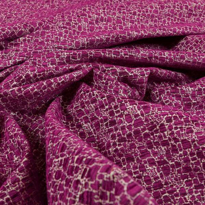 Ketu Collection Of Woven Chenille Pebble Stone Effect Fuchsia Pink Colour Furnishing Fabrics CTR-129 - Made To Measure Curtains