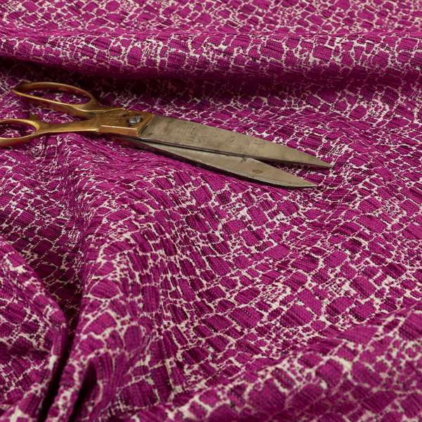 Ketu Collection Of Woven Chenille Pebble Stone Effect Fuchsia Pink Colour Furnishing Fabrics CTR-129 - Roman Blinds