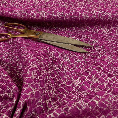 Ketu Collection Of Woven Chenille Pebble Stone Effect Fuchsia Pink Colour Furnishing Fabrics CTR-129 - Made To Measure Curtains