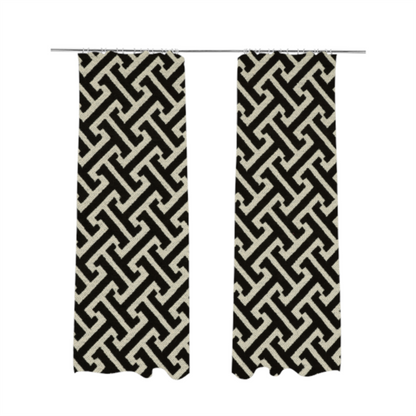 Napier Greek Key Geometric Pattern Black Chenille Upholstery Fabric CTR-1292 - Made To Measure Curtains