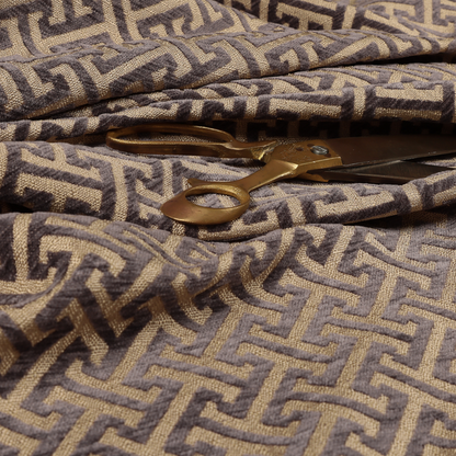 Napier Greek Key Geometric Pattern Violet Purple Chenille Upholstery Fabric CTR-1294 - Roman Blinds