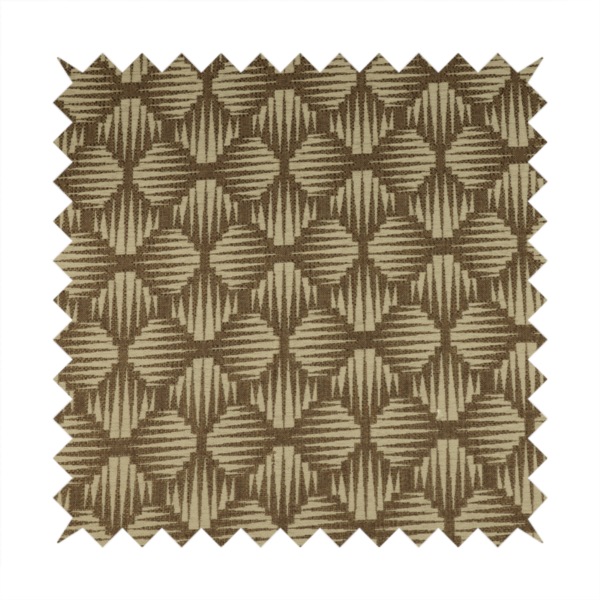 Canberra Geometric Pattern Chenille Brown Beige Material Upholstery Fabric CTR-1298 - Roman Blinds