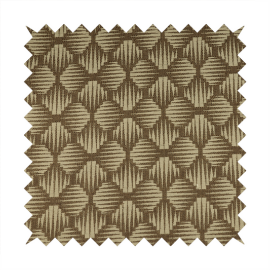 Canberra Geometric Pattern Chenille Brown Beige Material Upholstery Fabric CTR-1298