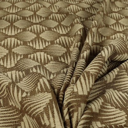 Canberra Geometric Pattern Chenille Brown Beige Material Upholstery Fabric CTR-1298 - Handmade Cushions