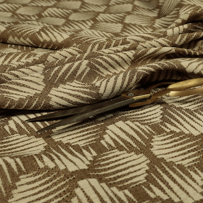 Canberra Geometric Pattern Chenille Brown Beige Material Upholstery Fabric CTR-1298 - Roman Blinds