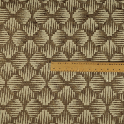 Canberra Geometric Pattern Chenille Brown Beige Material Upholstery Fabric CTR-1298 - Roman Blinds