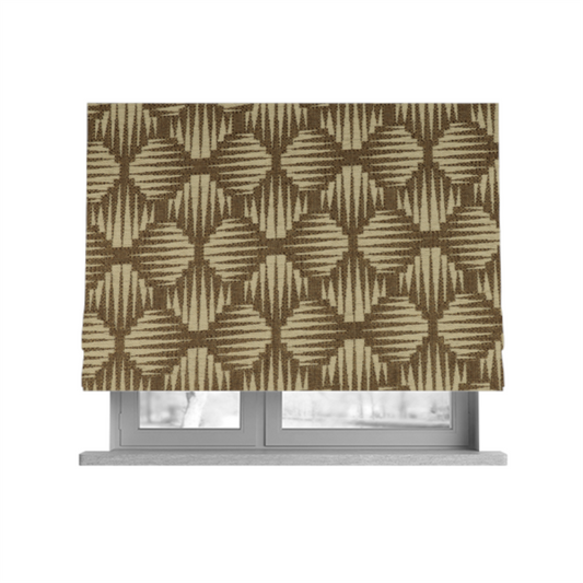 Canberra Geometric Pattern Chenille Brown Beige Material Upholstery Fabric CTR-1298 - Roman Blinds