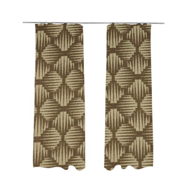 Canberra Geometric Pattern Chenille Brown Beige Material Upholstery Fabric CTR-1298 - Made To Measure Curtains