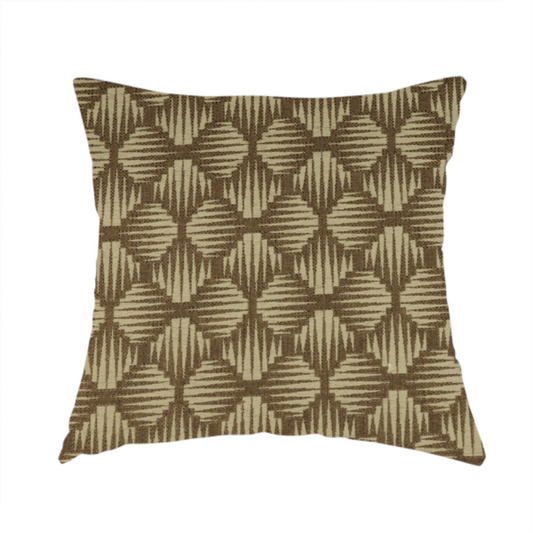 Canberra Geometric Pattern Chenille Brown Beige Material Upholstery Fabric CTR-1298 - Handmade Cushions