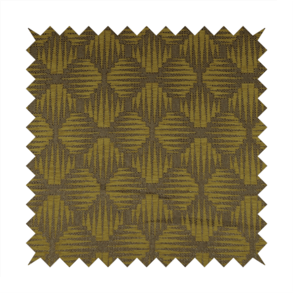 Canberra Geometric Pattern Chenille Yellow Material Upholstery Fabric CTR-1299 - Roman Blinds