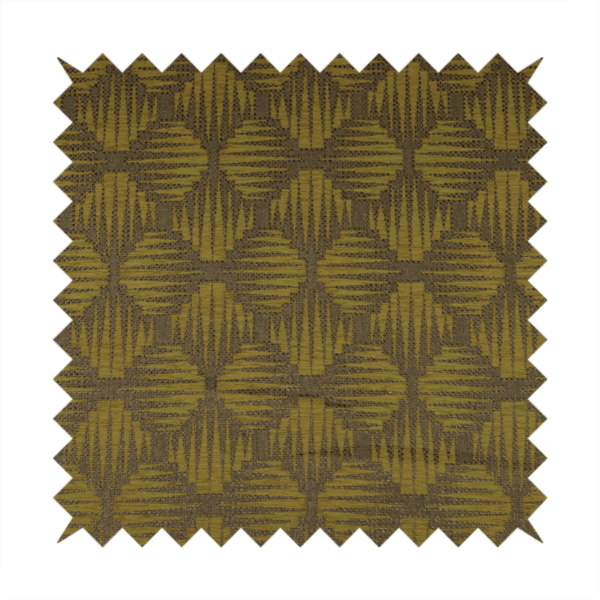 Canberra Geometric Pattern Chenille Yellow Material Upholstery Fabric CTR-1299 - Handmade Cushions