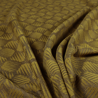 Canberra Geometric Pattern Chenille Yellow Material Upholstery Fabric CTR-1299 - Roman Blinds