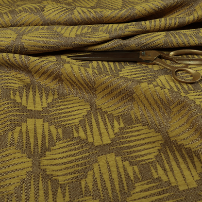 Canberra Geometric Pattern Chenille Yellow Material Upholstery Fabric CTR-1299 - Made To Measure Curtains