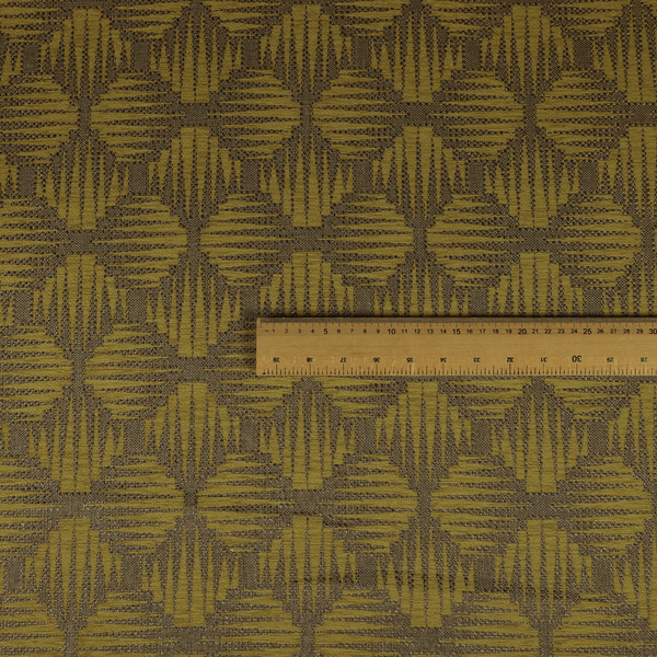 Canberra Geometric Pattern Chenille Yellow Material Upholstery Fabric CTR-1299 - Roman Blinds