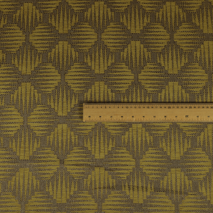 Canberra Geometric Pattern Chenille Yellow Material Upholstery Fabric CTR-1299 - Made To Measure Curtains