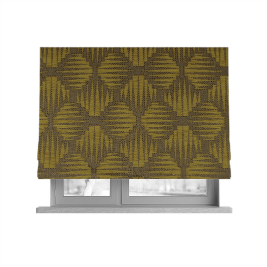 Canberra Geometric Pattern Chenille Yellow Material Upholstery Fabric CTR-1299 - Roman Blinds