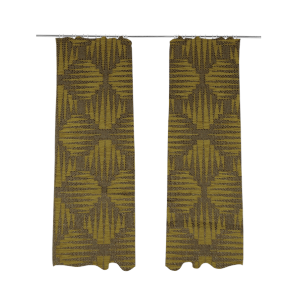 Canberra Geometric Pattern Chenille Yellow Material Upholstery Fabric CTR-1299 - Made To Measure Curtains