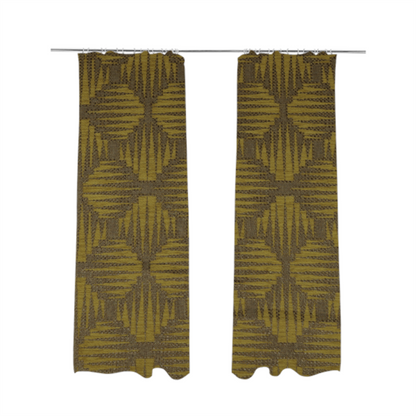 Canberra Geometric Pattern Chenille Yellow Material Upholstery Fabric CTR-1299 - Made To Measure Curtains