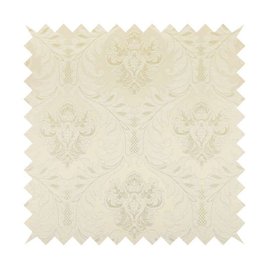 Sultan Collection Damask Pattern Golden Shine Effect Cream Colour Upholstery Fabric CTR-130