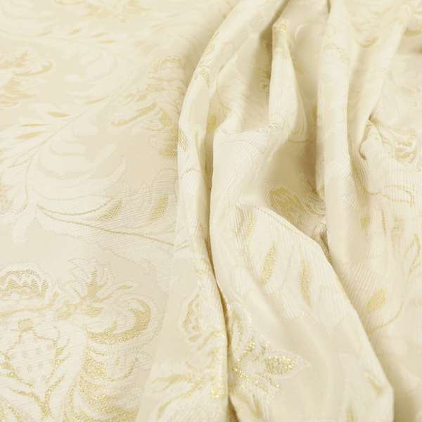 Sultan Collection Damask Pattern Golden Shine Effect Cream Colour Upholstery Fabric CTR-130 - Roman Blinds